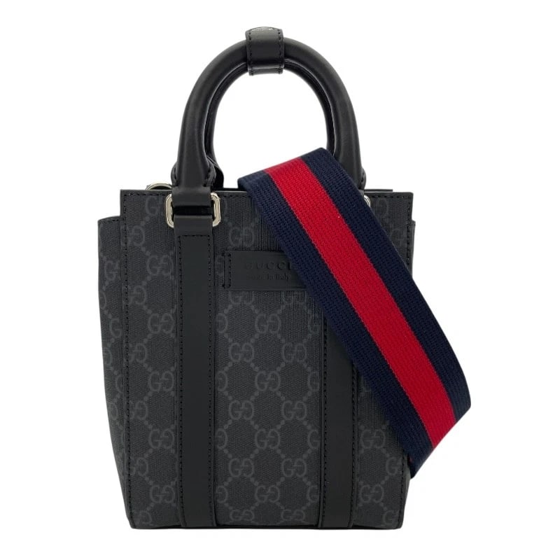 GUCCI GG SUPREME MINI TOTE BAG TOTE BAG: GUCCI GG Supreme Mini Tote Bag Tote Bag Brand: GUCCI Type: Tote Bag Material: GG Supreme Color: black Size: W6.3 x H8.3x D2.8inch Shoulder:50.4inch Accessories: None Accessories Notice: When