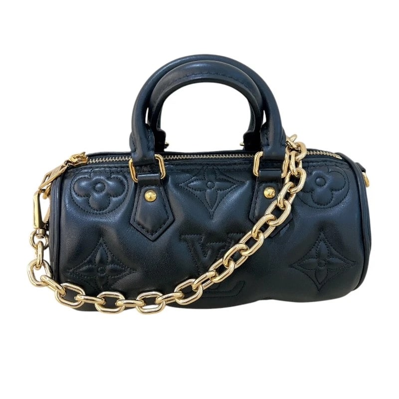 LOUIS VUITTON PAPILLON BB BUBBLE GRAM SHOULDER BAG: LOUIS VUITTON Papillon BB Bubble Gram Shoulder Bag Brand: LOUIS VUITTON Type: Shoulder Bag Material: Monogram ? An plant Color: Black Gold Hardware Size: W7.9 x H4.3x D3.5inch