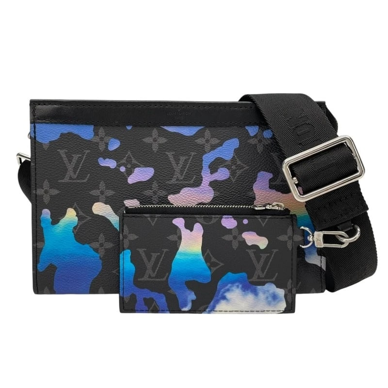 LOUIS VUITTON GASTON WEARABLE WALLET SHOULDER BAG: LOUIS VUITTON gaston wearable wallet Shoulder Bag Brand: LOUIS VUITTON Type: Shoulder Bag Material: Eclipse Room with a View Color: black Size: W8.7 x H5.7x D1.8inch Accessories: None