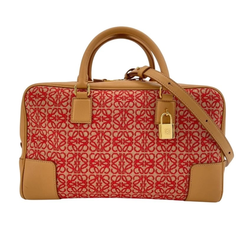 LOEWE AMERICANA 28 HANDBAG: LOEWE Americana 28 Handbag Brand: LOEWE Type: Handbag Material: Anagram Jacquard/Calfskin Color: Brown Size: W11.0 x H7.1x D3.9inch Accessories: None Accessories Notice: When purchasing