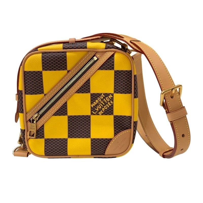 LOUIS VUITTON CHESS MESSENGER SHOULDER BAG: LOUIS VUITTON Chess Messenger Shoulder Bag Brand: LOUIS VUITTON Type: Shoulder Bag Material: Damier Pop Canvas Color: Jonne Size: W9.4 x H9.4x D3.1inch Shoulder:16.5inch Accessories: None