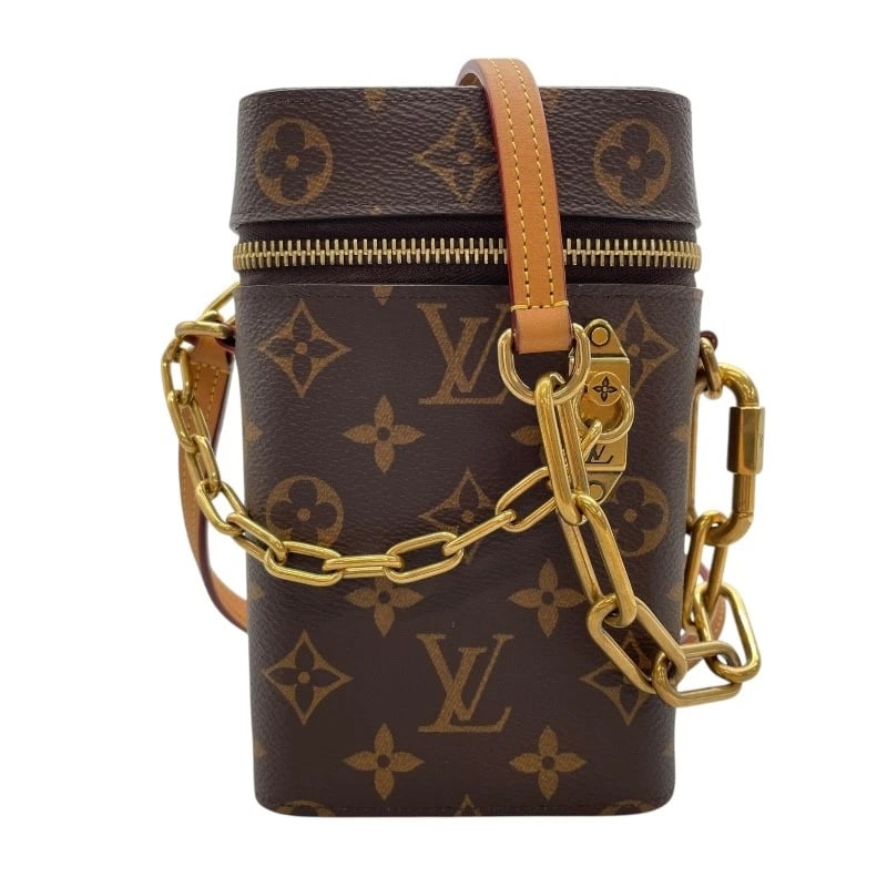 LOUIS VUITTON PHONE BOX SHOULDER BAG: LOUIS VUITTON Phone box Shoulder Bag Brand: LOUIS VUITTON Type: Shoulder Bag Material: Monogram canvas Color: Brown Size: W4.3 x H6.7x D2.2inch Shoulder:45.7inch Accessories: None Accessor