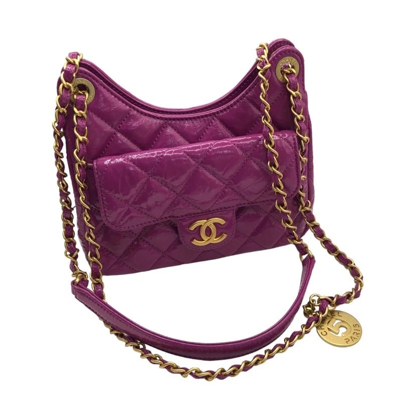 CHANEL SMALL HOBO BAG SHOULDER BAG: CHANEL small hobo bag Shoulder Bag Brand: CHANEL Type: Shoulder Bag Material: patent Color: None Size: W7.9 x H5.1x D2.6inch Shoulder:42.5inch Accessories: None Accessories Notice: When