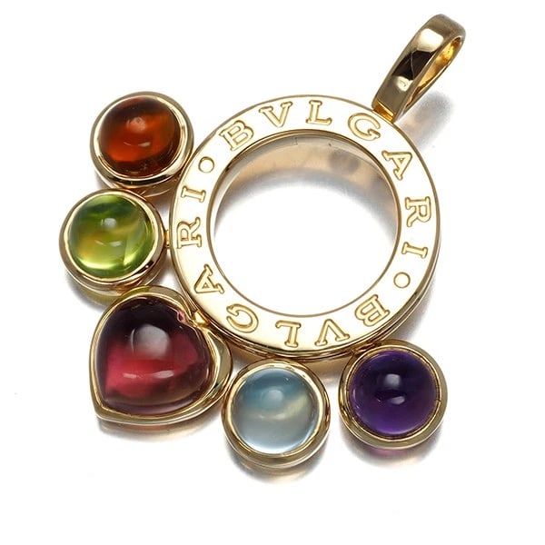 BVLGARI PENDANT CITRINE PERIDOT TOURMALINE TOPAZ AMETHYST ALLEGRA: BVLGARI Pendant Citrine Peridot Tourmaline Topaz Amethyst Allegra Brand: BVLGARI Type: Pendant Material: 18K / 750 / Yellow Gold Main Stone/Creation Natural Color: None Size: Design size: 28.0 x 3