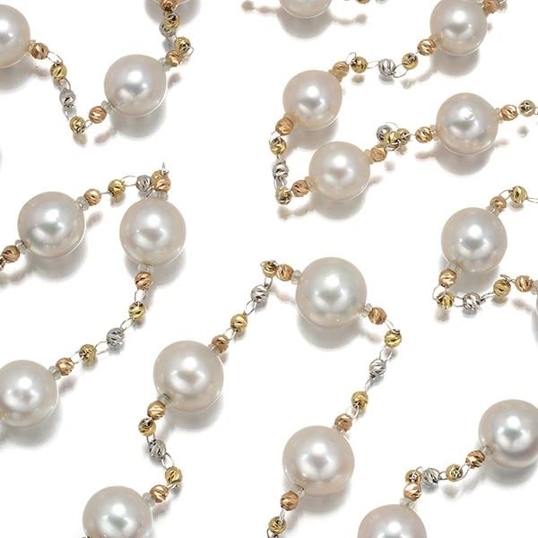 TASAKI NECKLACE AKOYA PEARL STATION LONG 18K YG/WG/RG (1 of 2)