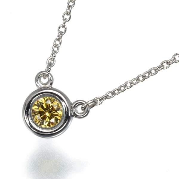 RARE TIFFANY&CO. NECKLACE YELLOW DIAMOND BY THE YAR: Rare Tiffany&Co. Necklace Yellow Diamond By The Yar Brand: Tiffany & Co. Type: Necklace Material: 950 / Platinum Color: None Size: Necklace length: 43cm Pendant size: Diameter 5.7mm Accessories: