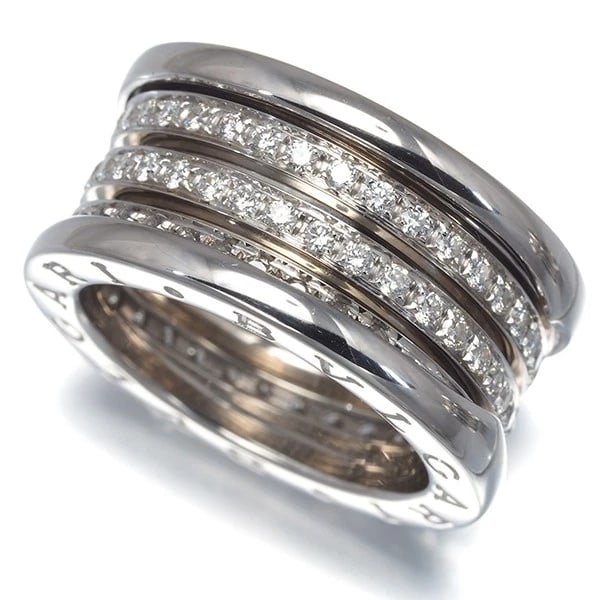 BVLGARI RING DIAMOND B.ZERO1 4-BAND 18K 750 WHITE GOLD: BVLGARI Ring Diamond B.Zero1 4-Band 18K 750 White Gold Brand: BVLGARI Type: Ring Material: 18K / 750 / White Gold Main Stone/Creation Natural Color: None Size: US 5.75 - 6 Accessories: None