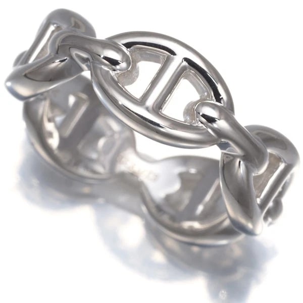 HERMES RING CHAINE D'ANCRE ENCHAINE PM: HERMES Ring Chaine d'Ancre Enchaine PM Brand: HERMES Type: Ring Material: 925 / Sterling Silver Color: None Size: US 6.5 - 6.75 Accessories: None Accessories Notice: When purchasing pre-ow