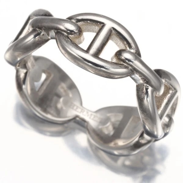 HERMES RING CHAINE D'ANCRE ENCHAINE PM: HERMES Ring Chaine d'ancre Enchaine PM Brand: HERMES Type: Ring Material: 925 / Sterling Silver Color: None Size: US 6.75 - 7 Accessories: None Accessories Notice: When purchasing pre-owne