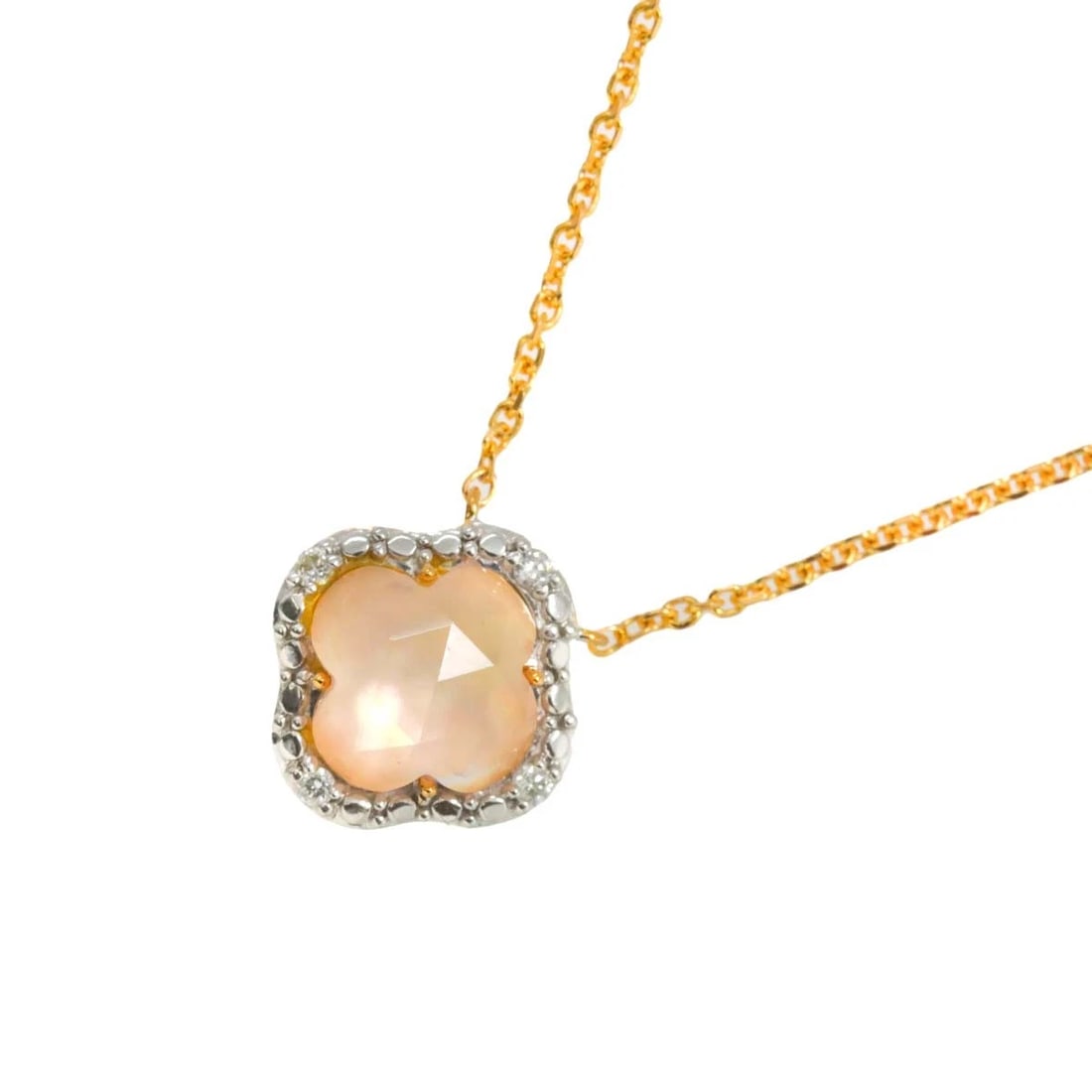 VENDOME AOYAMA QUARTZ DIAMOND NECKLACE 18K PG WG: Vendome Aoyama Quartz Diamond Necklace 18K PG WG Brand: Vendome Aoyama Type: Necklace Material: 18K Pink Gold Main Stone/Creation Quartz Color: Pink Gold Size: internal circumference of the chain: