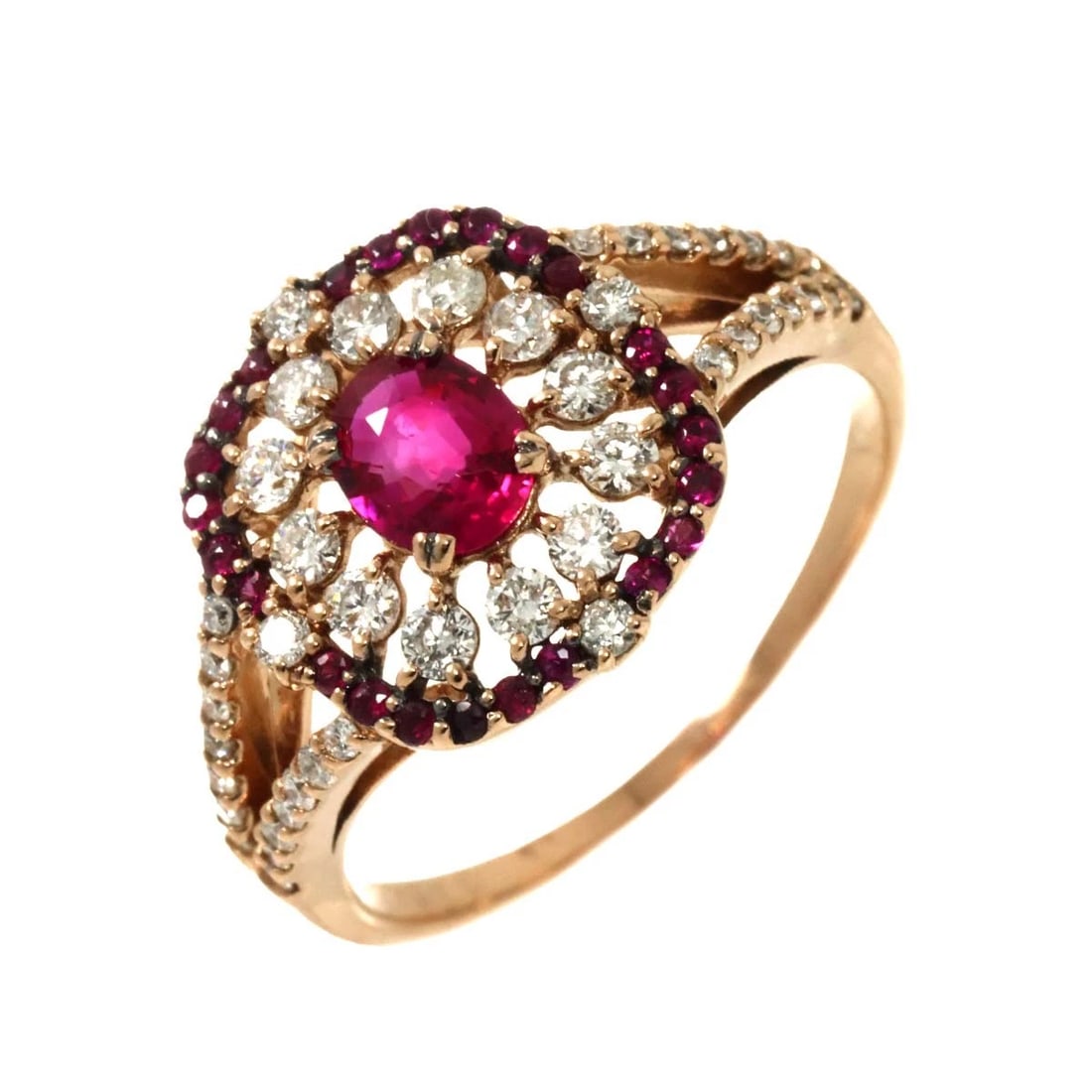 RUBY DIAMOND RING 18K PG PINK GOLD 750: Ruby Diamond Ring 18K PG Pink Gold 750 Brand: Unbranded Type: Ring Material: 18K Pink Gold Main Stone/Creation Ruby Color: Pink Gold Size: 6.25-6.5(US) Accessories: None Accessories Notice