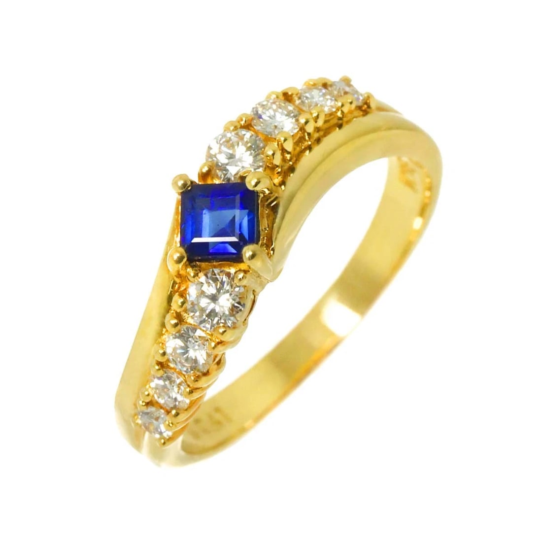 MIKIMOTO SAPPHIRE DIAMOND RING: MIKIMOTO Sapphire Diamond Ring Brand: MIKIMOTO Type: Ring Material: 18K Gold Main Stone/Creation Sapphire Color: Gold Size: 6.75-7.25(US) Accessories: None Accessories Notice: When purchasing
