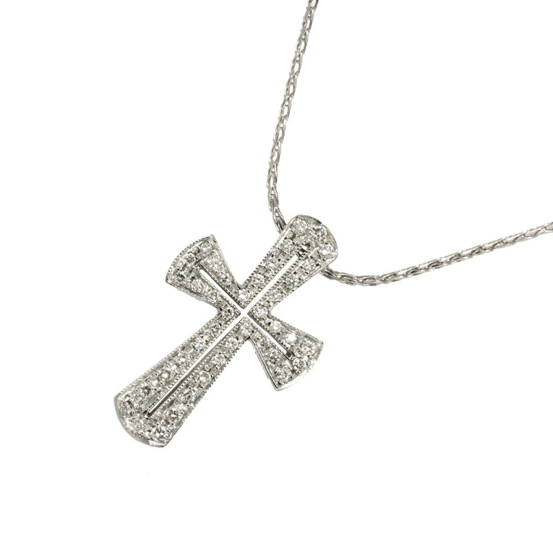 CHIMENTO DIAMOND CROSS NECKLACE 18K WG 750: CHIMENTO Diamond Cross Necklace 18K WG 750 Brand: CHIMENTO Type: Necklace Material: 18K Gold Main Stone/Creation Natural Color: Gold Size: internal circumference of the chain:16.9inch Top