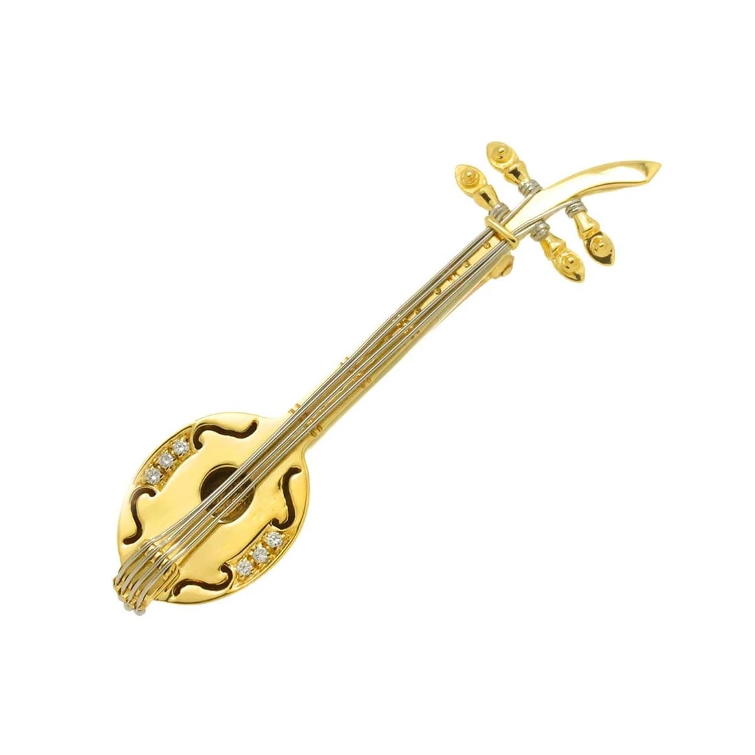 DIAMOND BROOCH 18K YG YELLOW GOLD 750 (1 of 5)