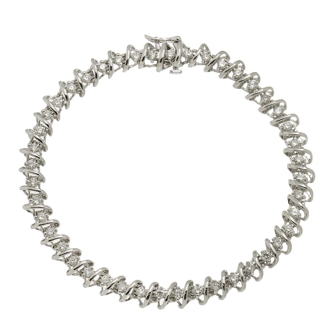 DIAMOND BRACELET 18K K18 WG WHITE GOLD: Diamond Bracelet 18K K18 WG White Gold Brand: Unbranded Type: Bracelet Material: 18K White Gold Main Stone/Creation Natural Color: White Gold Size: Length:apporox.7.3inchThickness:6.5mm 