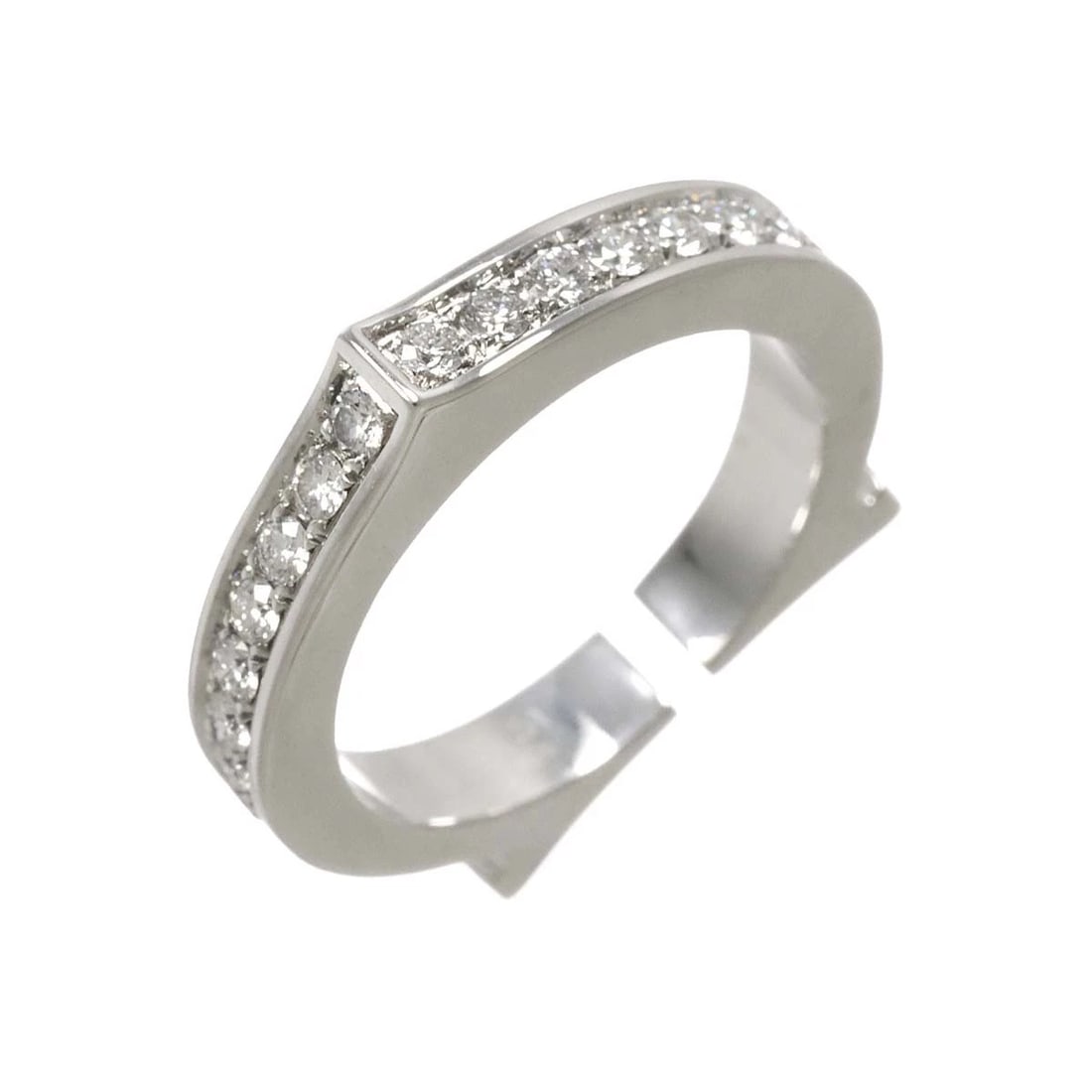CARTIER C FLAT DIAMOND RING 18K: Cartier C flat Diamond Ring 18K Brand: Cartier Type: Ring Material: 18K White Gold Main Stone/Creation Natural Color: White Gold Size: 51/5.25-5.5(US) Accessories: None Accessories Notice:
