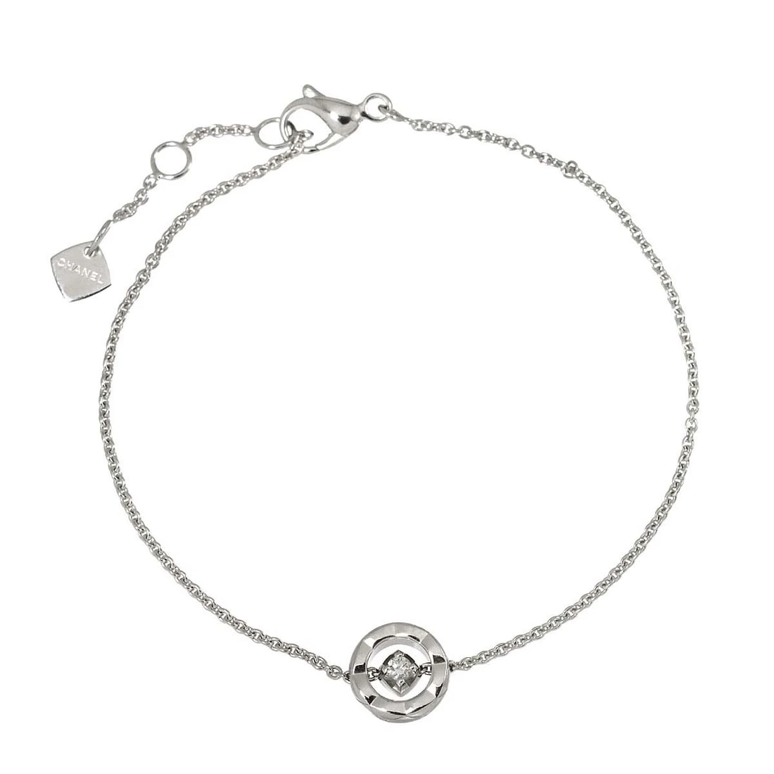 CHANEL COCO CRUSH DIAMOND BRACELET 18K: CHANEL Coco Crush Diamond Bracelet 18K Brand: CHANEL Type: Bracelet Material: 18K White Gold Color: White Gold Size: Inner circumference 6.5inch to 5.7inch Width:(max.)8 mm Accessories: None <