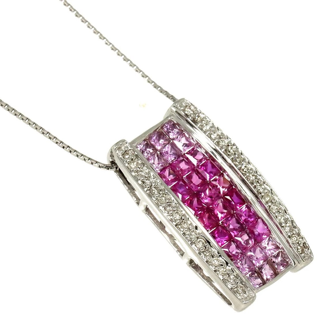 RUBY SAPPHIRE DIAMOND NECKLACE 18K - 3