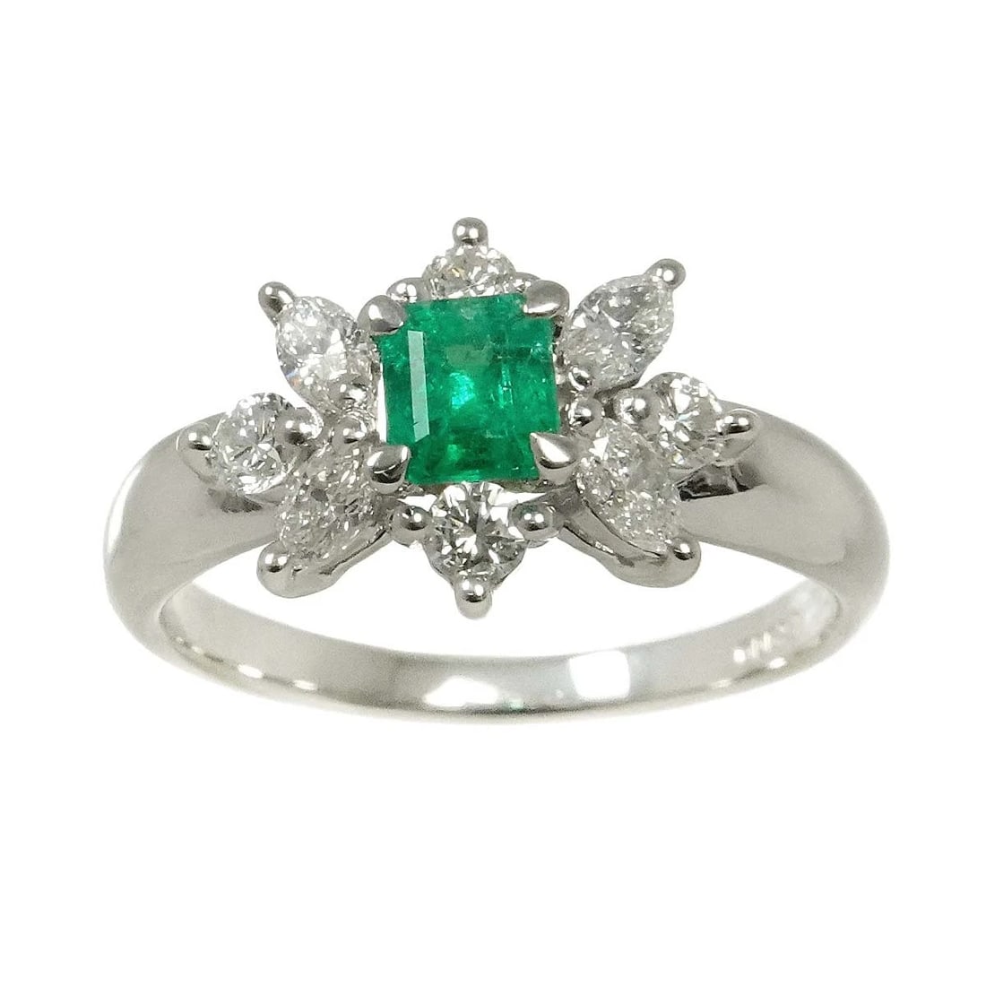 EMERALD DIAMOND RING PT PLATINUM - 2