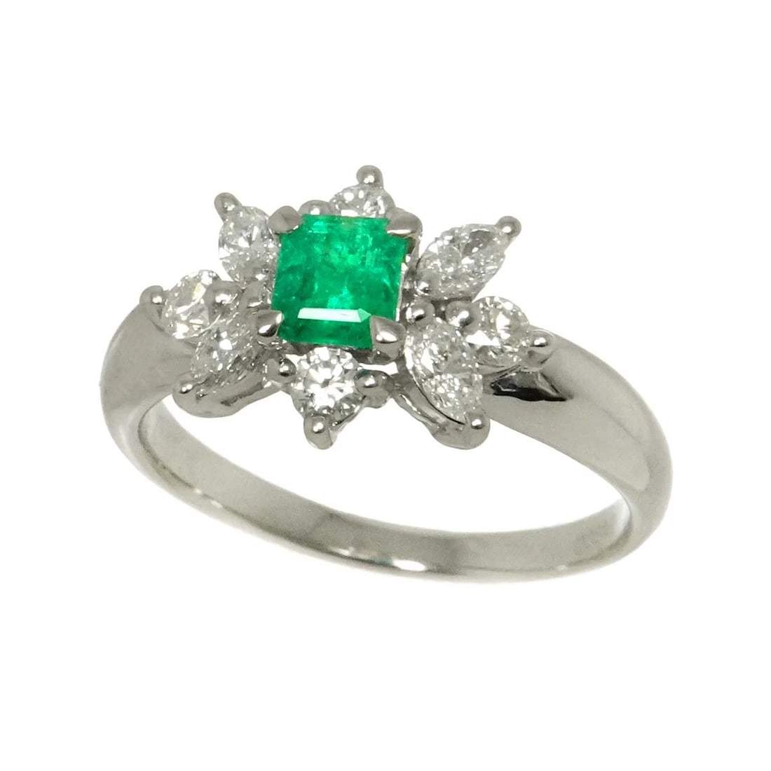 EMERALD DIAMOND RING PT PLATINUM - 3