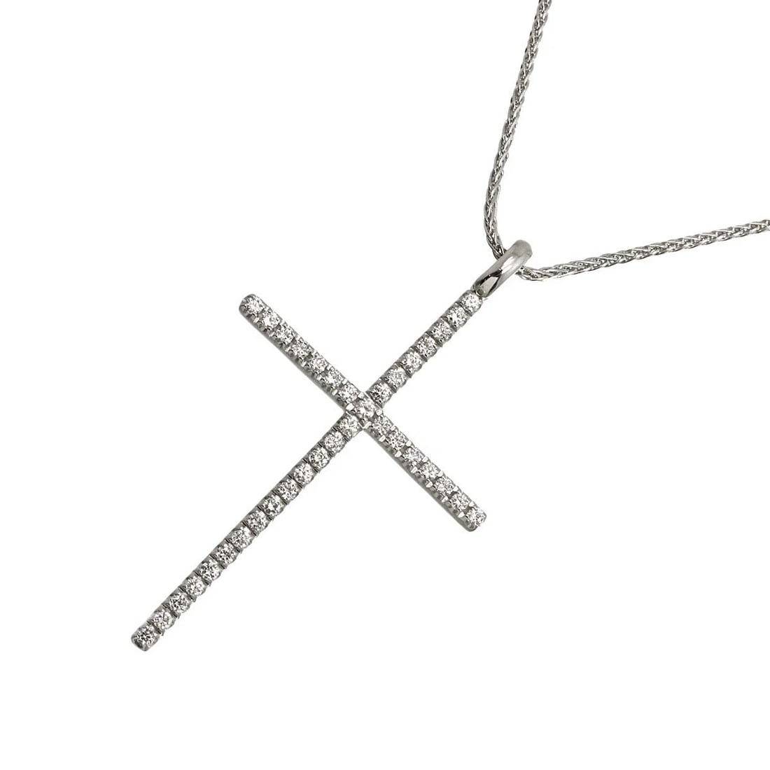 DAMIANI MYSTERY CROSS DIAMOND NECKLACE 18K WHITE GOLD 750: DAMIANI Mystery Cross Diamond Necklace 18K White Gold 750 Brand: DAMIANI Type: Necklace Material: 18K White Gold Main Stone/Creation Natural Color: White Gold Size: internal circumference of