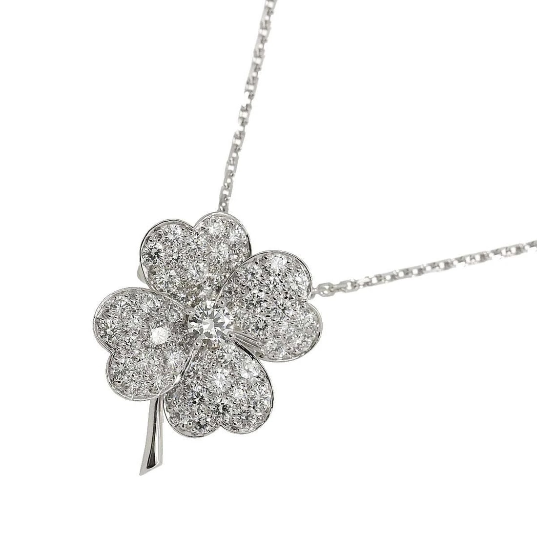 VAN CLEEF ARPELS DIAMOND NECKLACE BROOCH 18K WHITE GOLD 750 (1 of 4)