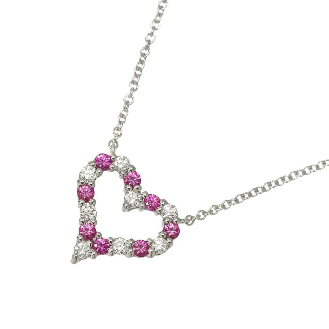 TIFFANY CO. SENTIMENTAL HEART SAPPHIRE DIAMOND NECKLACE PLATINUM (1 of 6)