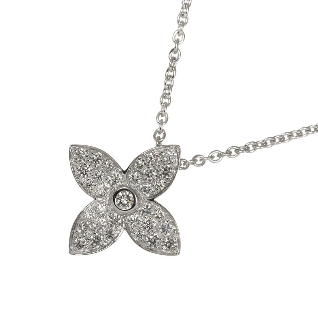 LOUIS VUITTON PENDENTIF STAR BLOSSOM DIAMOND NECKLACE 18K WG 750 (1 of 4)
