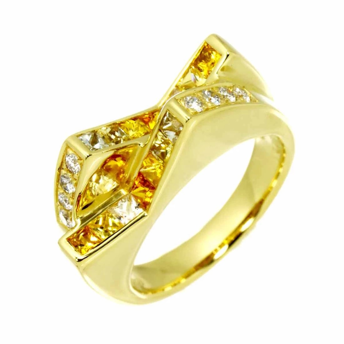 JEUNET SAPPHIRE DIAMOND RING 18K YG 750: Jeunet Sapphire Diamond Ring 18K YG 750 Brand: Jeunet Type: Ring Material: 18K Gold Main Stone/Creation Sapphire Color: Gold Size: 6.25-6.5(US) Accessories: None Accessories Notice: When p