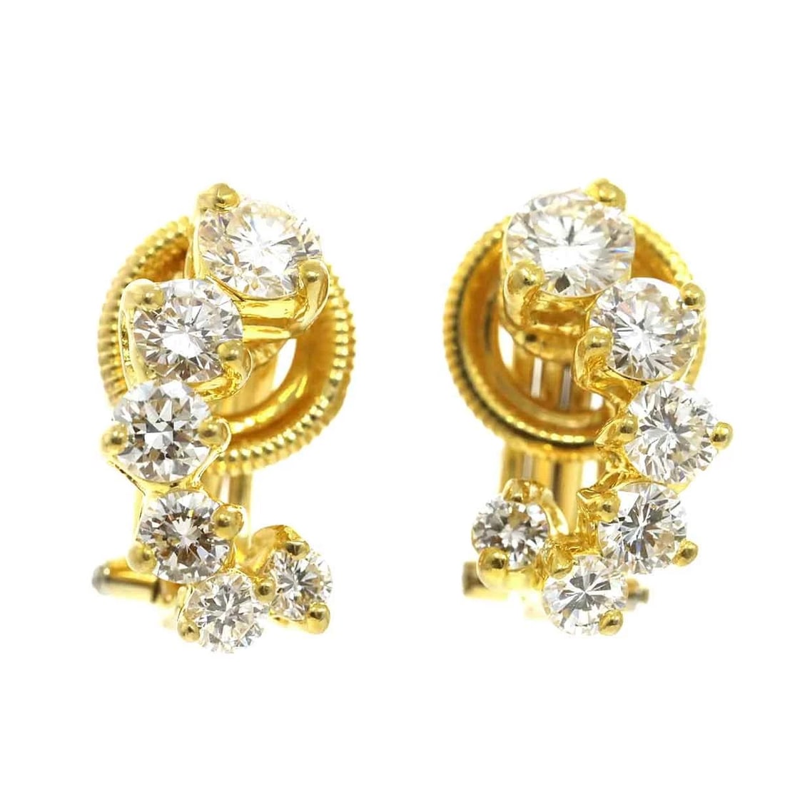 HARRY WINSTON DIAMOND EARRINGS CLIP ON 18K YG YELLOW GOLD 750: HARRY WINSTON Diamond Earrings Clip on 18K YG Yellow Gold 750 Brand: HARRY WINSTON Type: Earrings Material: 18K Yellow Gold Main Stone/Creation Natural Color: Yellow Gold Size: W7.5 X H13.9mm Acc