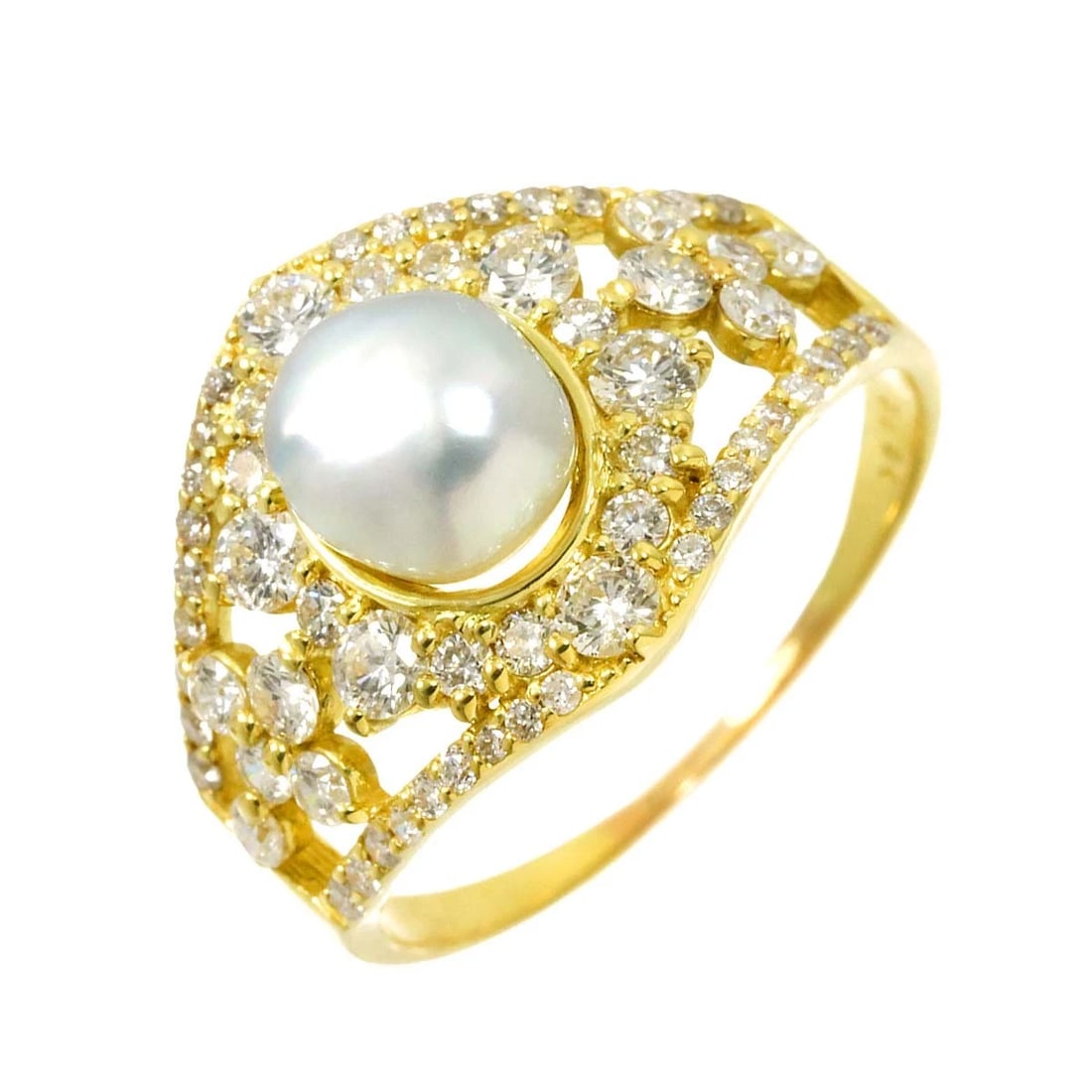SOUTH SEA PEARL DIAMOND RING 18K K18 YG 750 (1 of 5)
