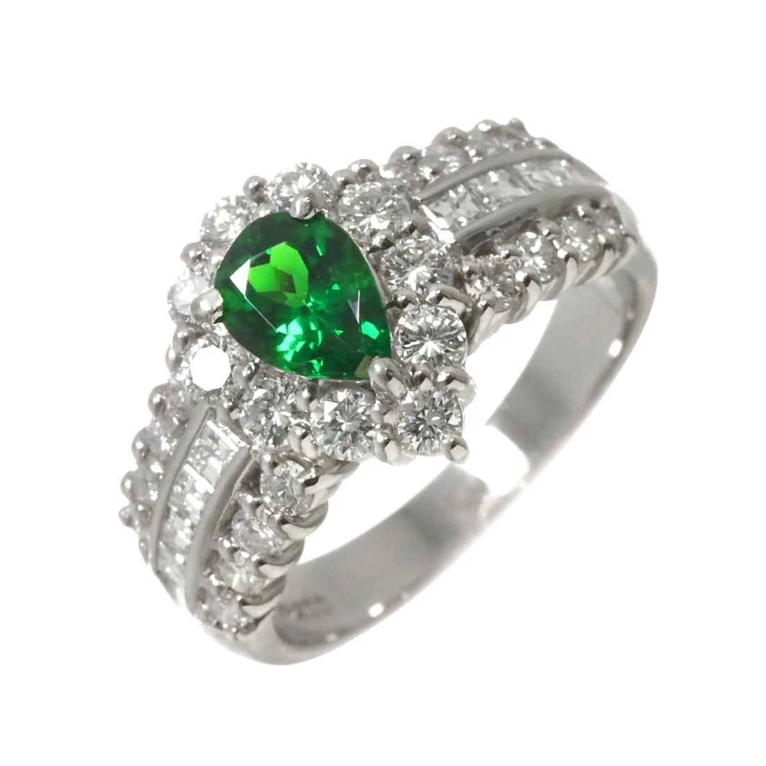 GARNET DIAMOND RING PT PLATINUM (1 of 6)