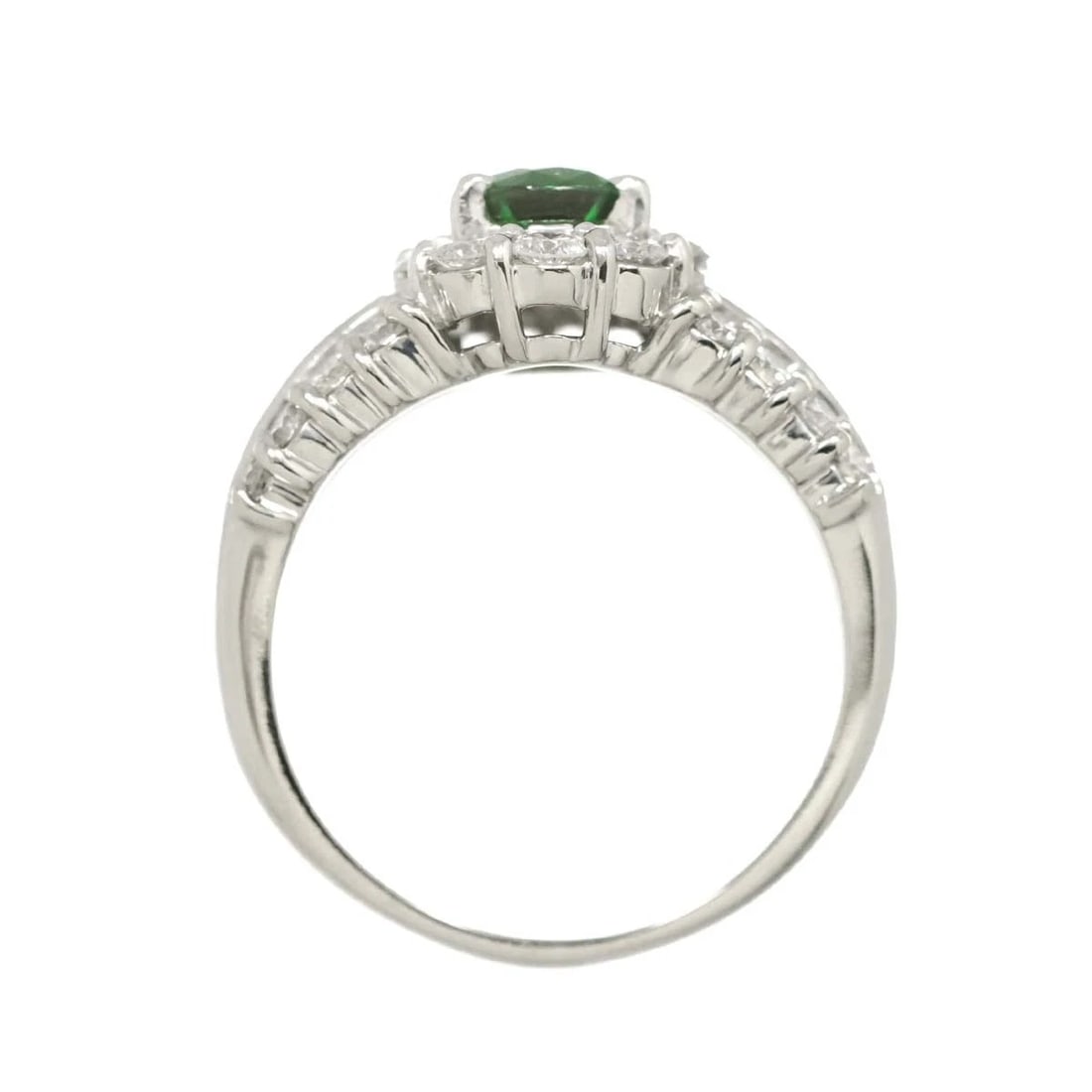 GARNET DIAMOND RING PT PLATINUM - 6