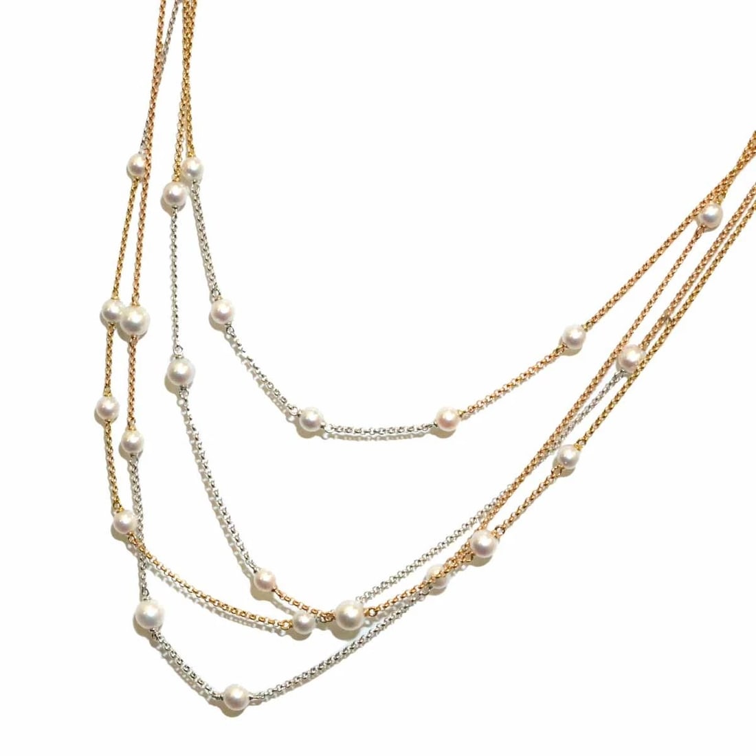 MIKIMOTO AKOYA PEARL LONG NECKLACE 18K YG PG WG 750: MIKIMOTO Akoya Pearl Long Necklace 18K YG PG WG 750 Brand: MIKIMOTO Type: Necklace Material: 18K Yellow Gold Main Stone/Creation Akoya Pearl Color: Yellow Gold Size: internal circumference of