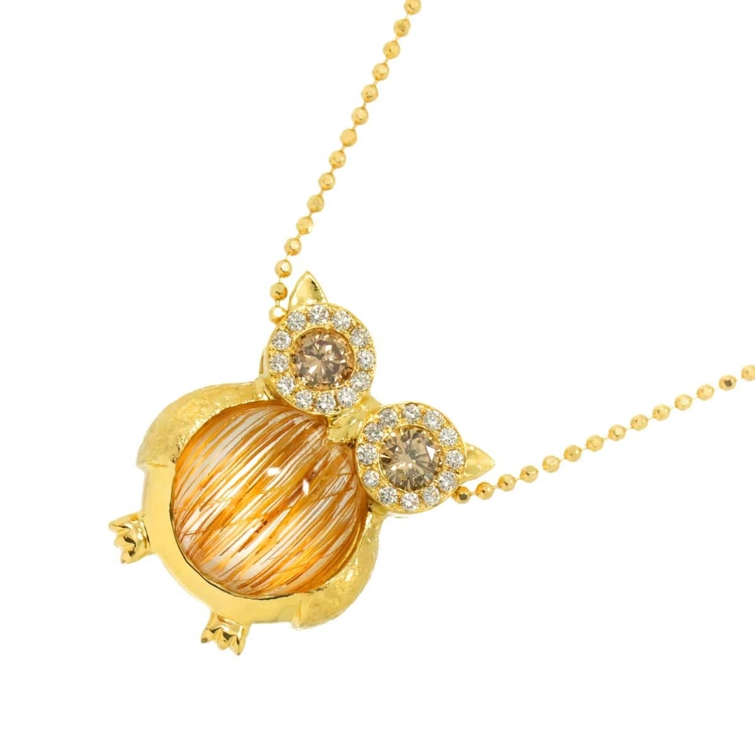 RUTILE QUARTZ DIAMOND NECKLACE 18K K18 YG 750: Rutile Quartz Diamond Necklace 18K K18 YG 750 Brand: Unbranded Type: Necklace Material: 18K Gold Main Stone/Creation Quartz Color: Gold Size: internal circumference of the