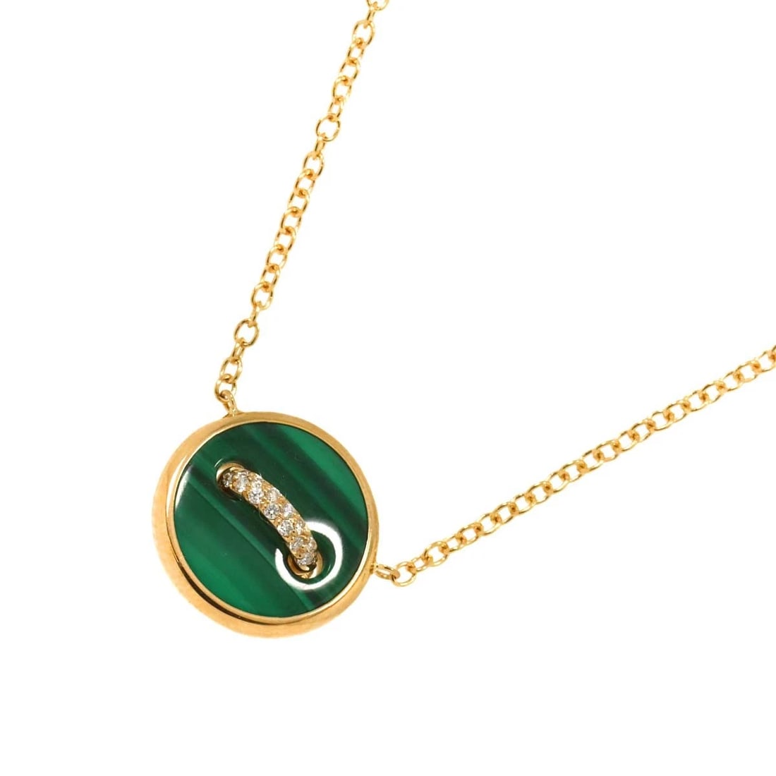 POMELLATO POM POM DOT MALACHITE DIAMOND NECKLACE: Pomellato Pom Pom Dot Malachite Diamond Necklace Brand: Pomellato Type: Necklace Material: 18K Pink Gold Color: Pink Gold Size: internal circumference of the chain:16.5inch to 15inch Top Charm:W13