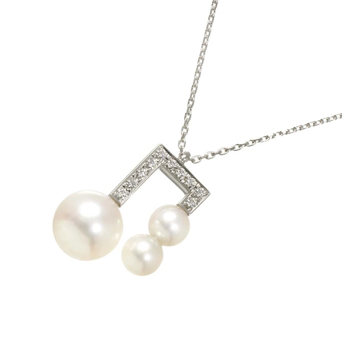 TASAKI BALANCE AKOYA PEARL DIAMOND NECKLACE 18K WG 750: TASAKI Balance Akoya Pearl Diamond Necklace 18K WG 750 Brand: TASAKI Type: Necklace Material: 18K White Gold Main Stone/Creation Akoya Pearl Color: White Gold Size: internal circumference of