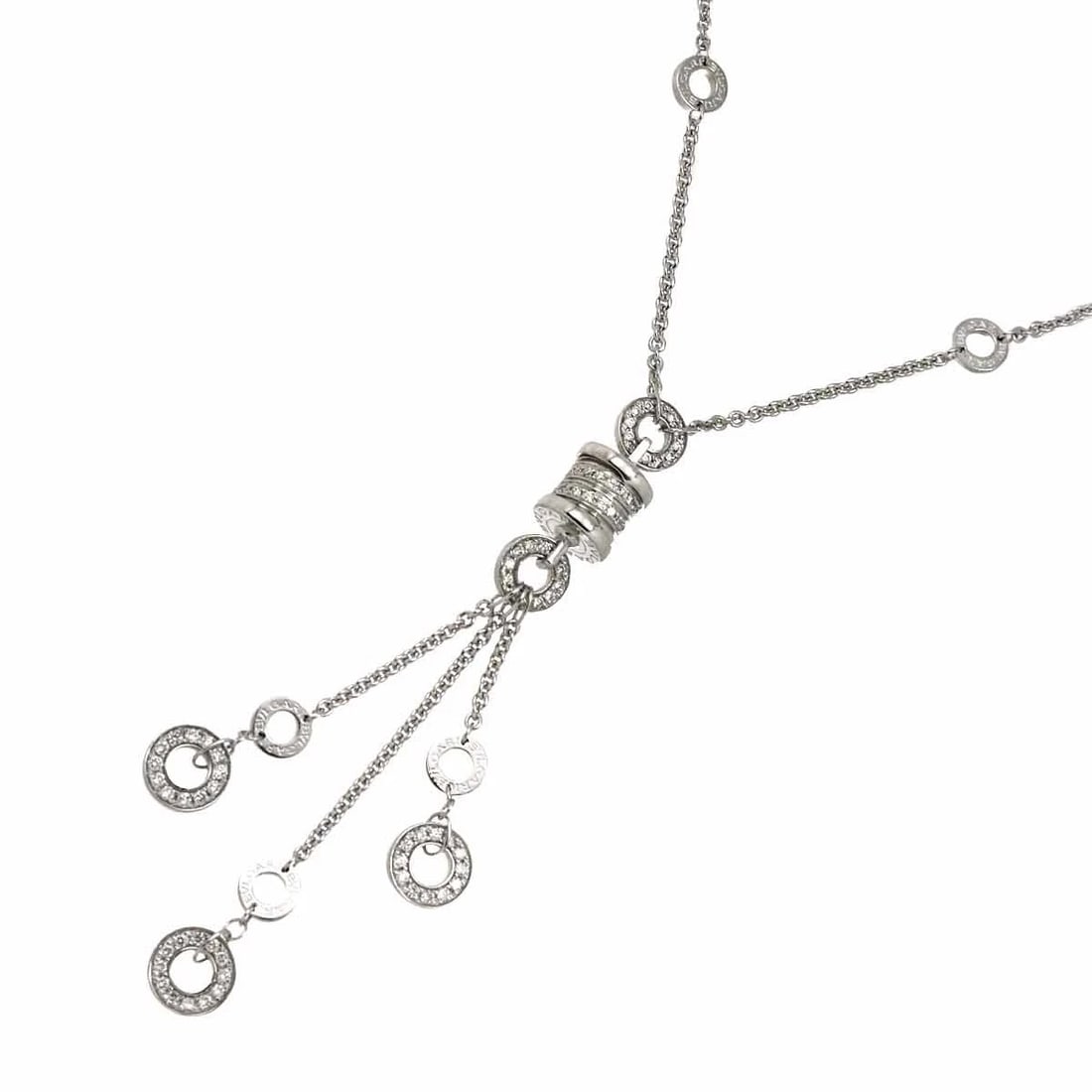 BVLGARI B-ZERO1 ELEMENT DIAMOND NECKLACE K18 18K WG WHITE GOLD 750: BVLGARI B-zero1 Element Diamond Necklace K18 18K WG White Gold 750 Brand: BVLGARI Type: Necklace Material: 18K White Gold Main Stone/Creation Natural Color: White Gold Size: internal