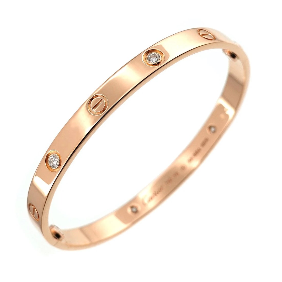 CARTIER LOVE BRACELET BANGLE DIAMOND 4P 18K PINK GOLD 750: Cartier Love Bracelet Bangle Diamond 4P 18K Pink Gold 750 Brand: Cartier Type: Bracelet Material: 18K Pink Gold Main Stone/Creation Natural Color: Pink Gold Size: Inner circumference:6.7inch