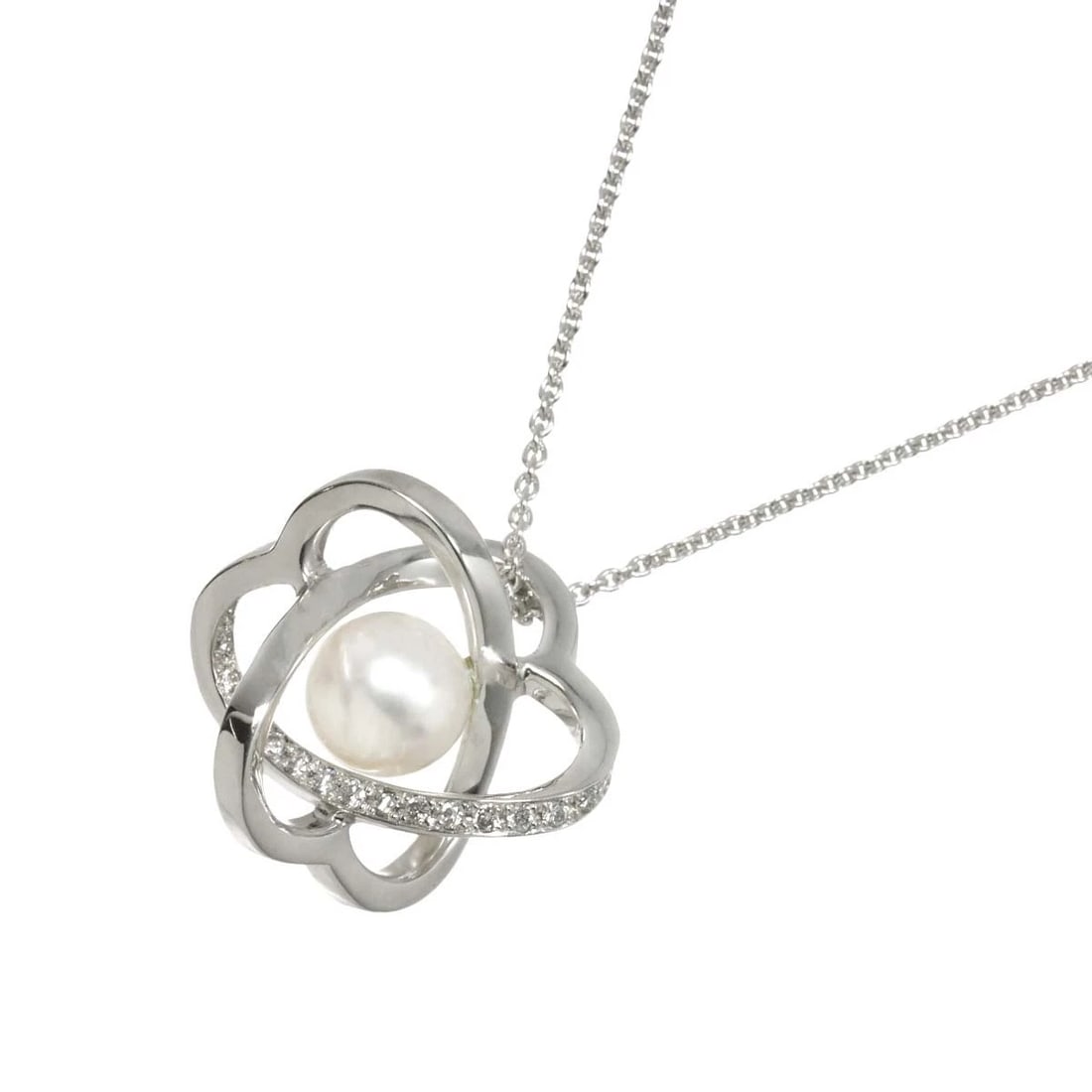 MIKIMOTO AKOYA PEARL DIAMOND NECKLACE 18K WG 750: MIKIMOTO Akoya Pearl Diamond Necklace 18K WG 750 Brand: MIKIMOTO Type: Necklace Material: 18K White Gold Main Stone/Creation Akoya Pearl Color: White Gold Size: internal circumference of the