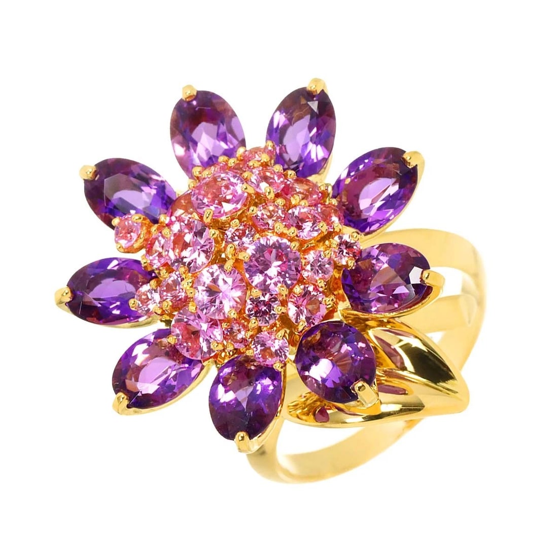 VAN CLEEF ARPELS HAWAII SAPPHIRE AMETHYST RING 18K YG: Van Cleef Arpels Hawaii Sapphire Amethyst Ring 18K YG Brand: Van Cleef & Arpels Type: Ring Material: 18K Yellow Gold Main Stone/Creation Sapphire Color: Yellow Gold Size: 57/7.75-8(US) 