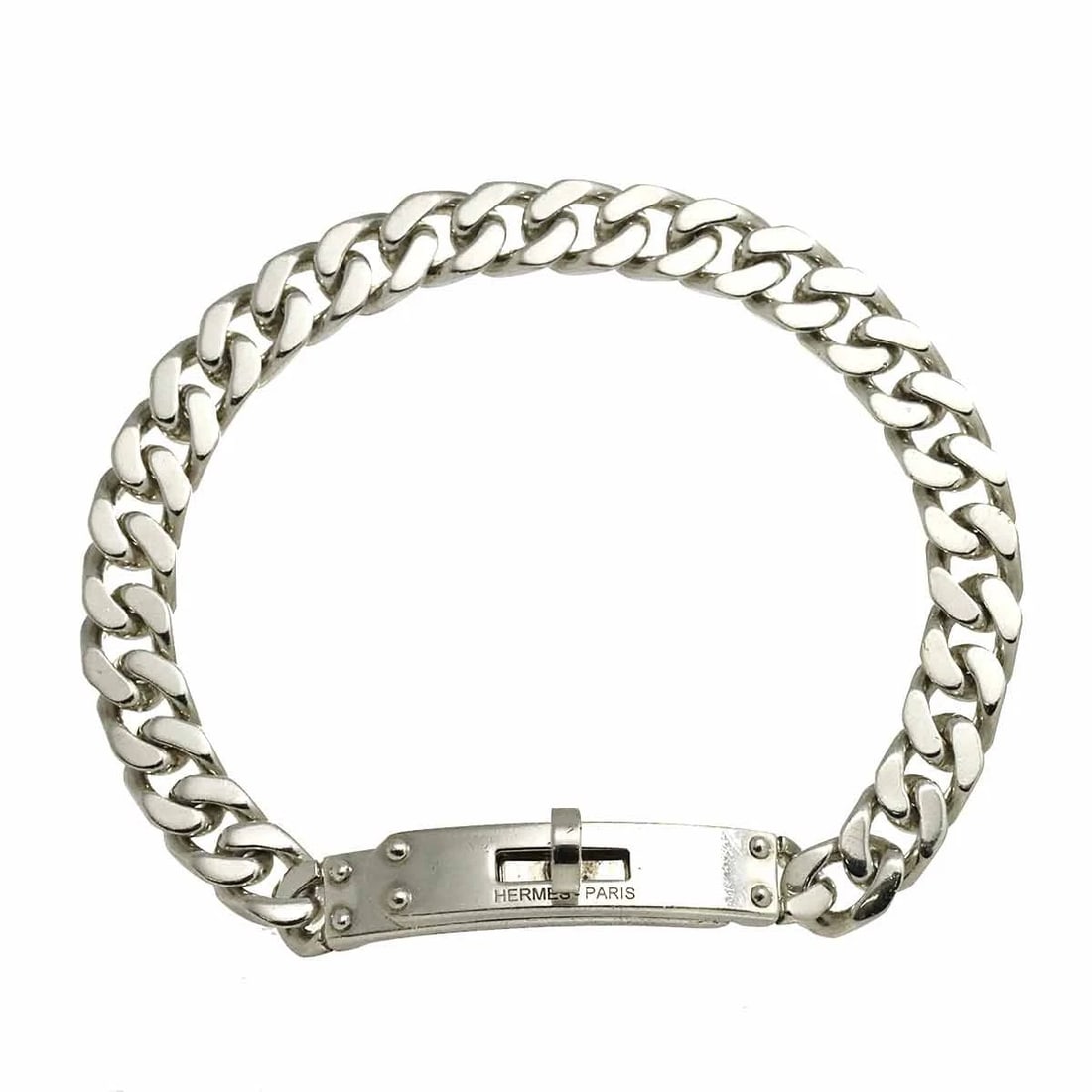 HERMES KELLY BRACELET SH SV 925 SILVER: HERMES Kelly Bracelet SH SV 925 Silver Brand: HERMES Type: Bracelet Material: SV Color: Silver Size: Inner circumference:apporox. 6.1inch Width:(max.) 6mm Accessories: None Accessories Not