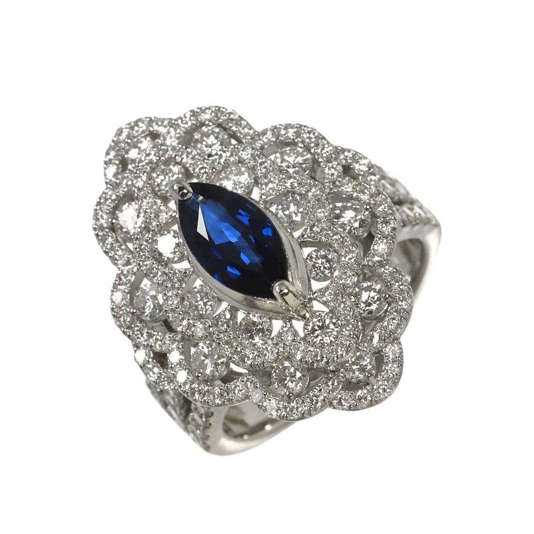 SAPPHIRE DIAMOND RING PT PLATINUM: Sapphire Diamond Ring Pt Platinum Brand: Unbranded Type: Ring Material: Pt Platinum Main Stone/Creation Sapphire Color: Platinum Size: 6-6.25(US) Accessories: None Accessories Notice: When