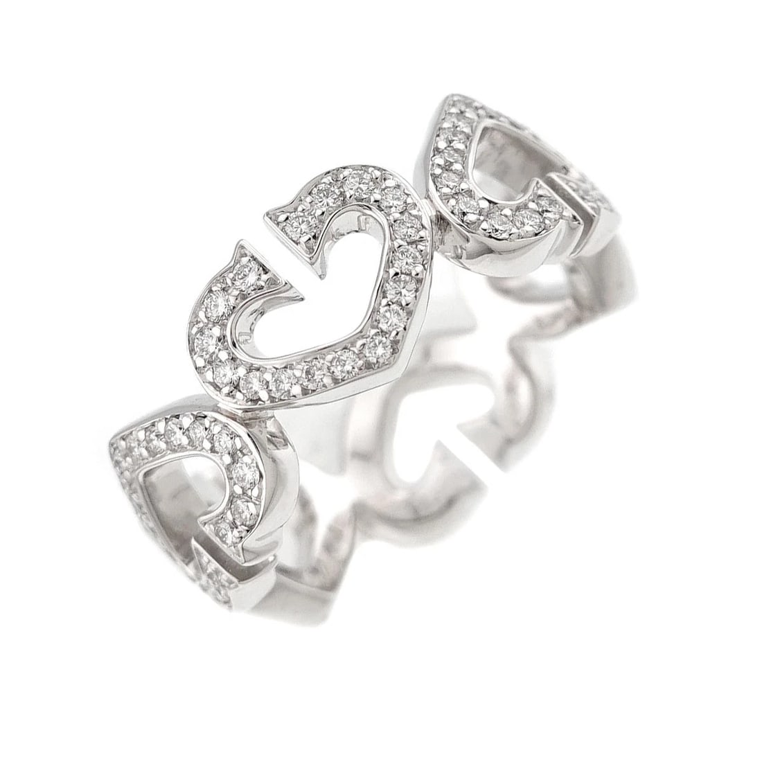 CARTIER C HEART DIAMOND RING 18K WHITE GOLD 750: Cartier C Heart Diamond Ring 18K White Gold 750 Brand: Cartier Type: Ring Material: 18K White Gold Main Stone/Creation Natural Color: White Gold Size: 49/4.75-5(US) Accessories: None Acces