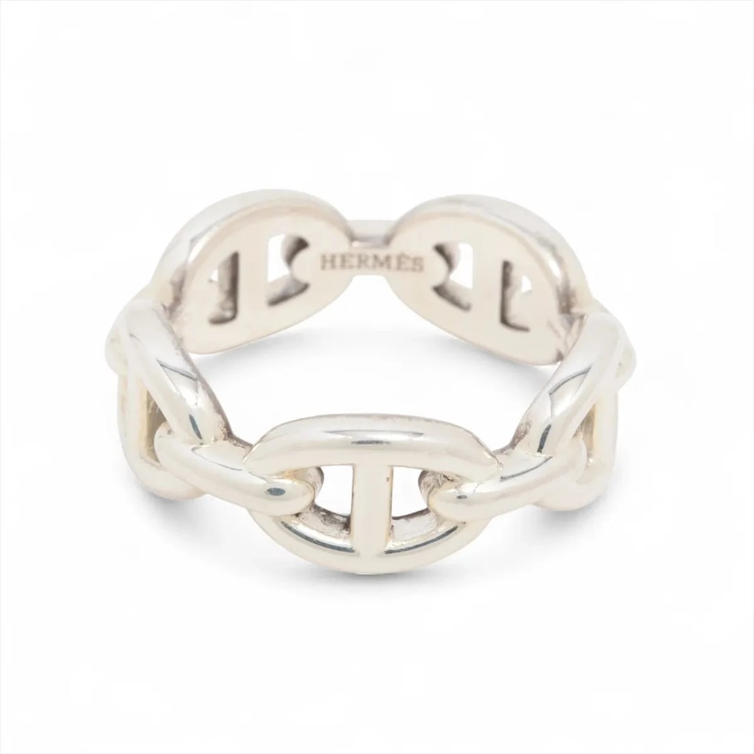 HERMÈS CHAÎNE D'ANCRE ENCHAINEE RING SILVER: Hermès Chaîne d'Ancre Enchainee Ring Silver Brand: Hermès Type: Ring Material: 925 Silver Color: Silver Size: 6.75 - 7 US Accessories: None Accessories Notice: When purchasing pre-owned