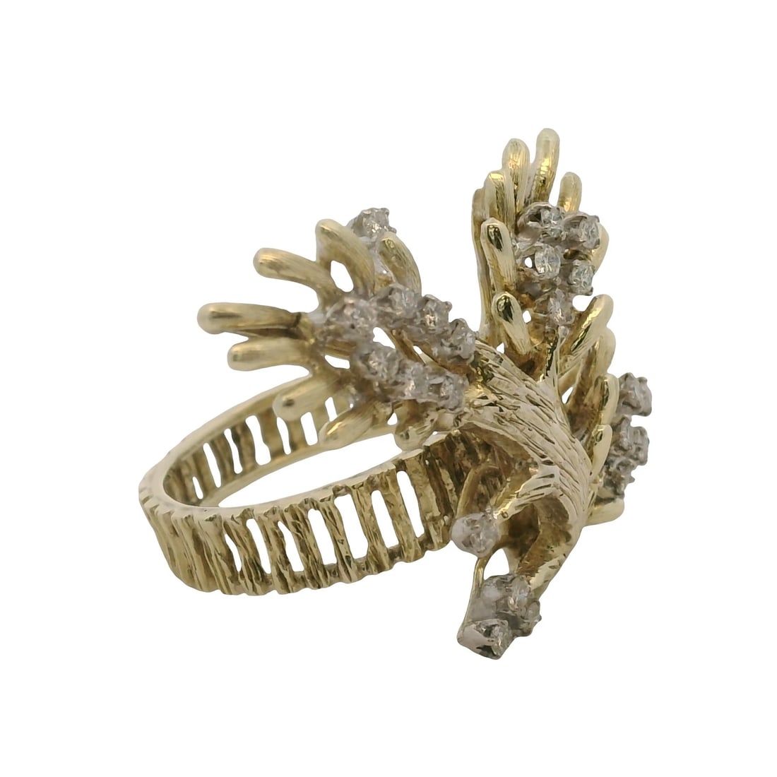 VINTAGE DIAMOND BRANCH TREE STATEMENT CLUSTER RING - 3