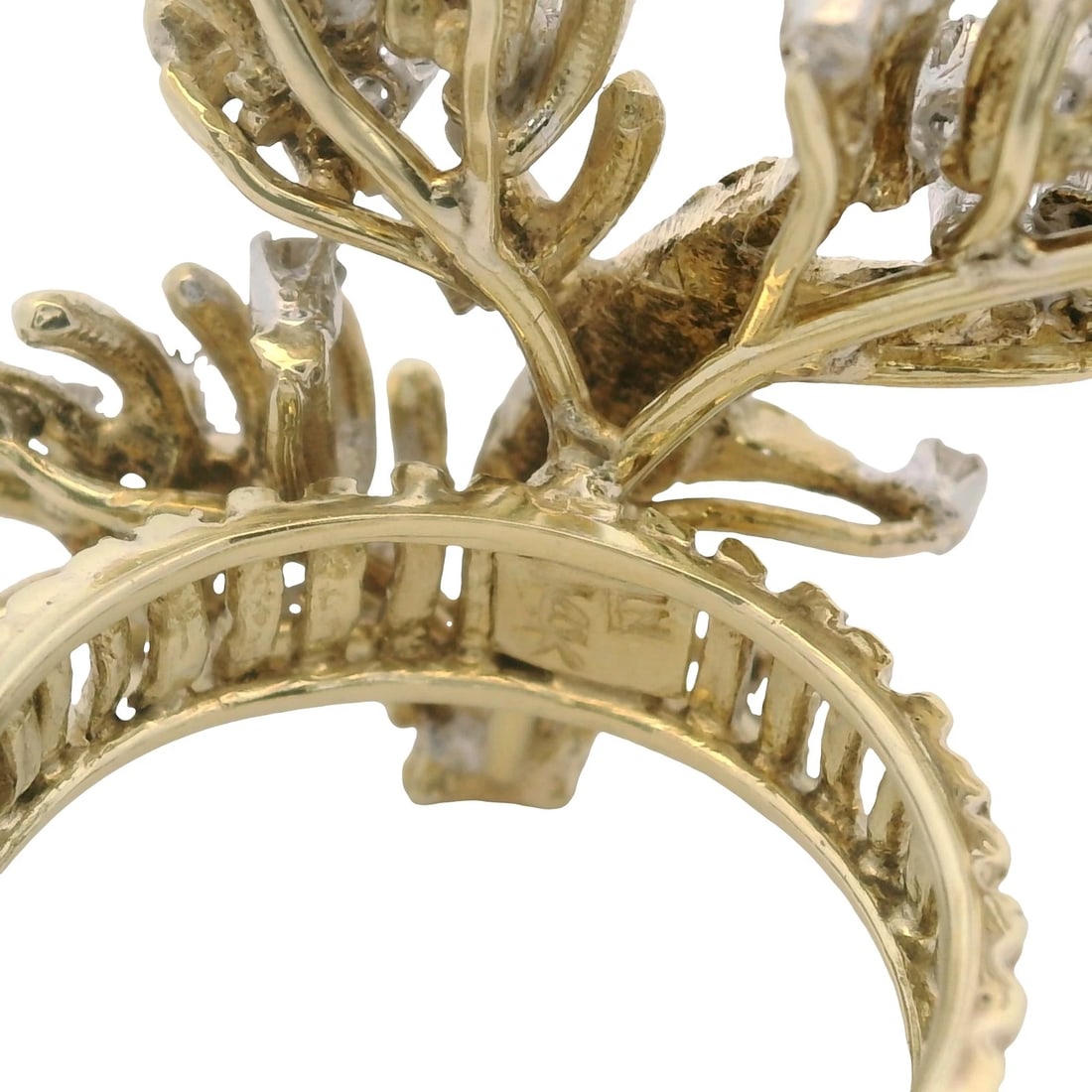 VINTAGE DIAMOND BRANCH TREE STATEMENT CLUSTER RING - 5