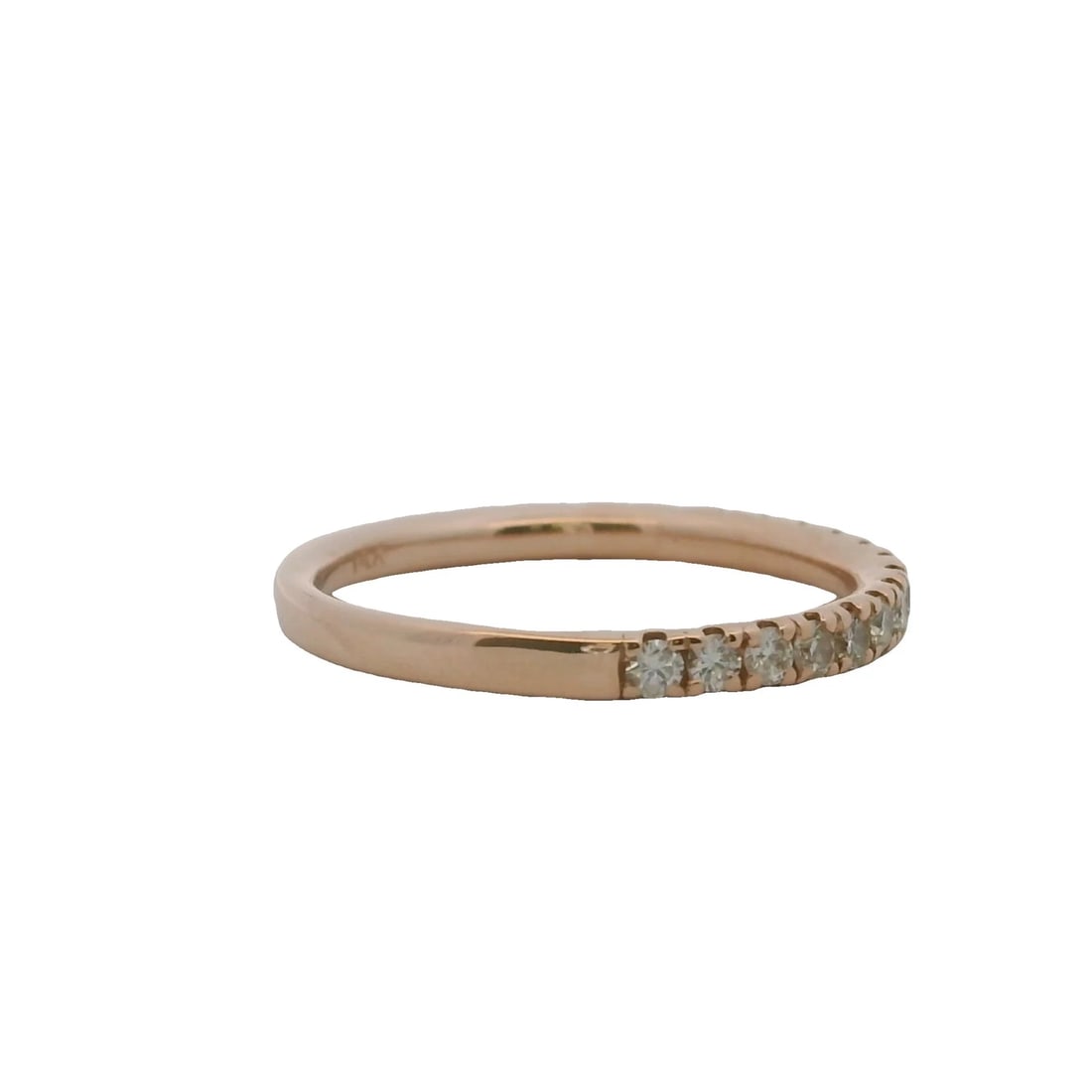 SOLID 14KT ROSE GOLD AND DIAMOND STACKABLE WEDDING BAND RING - 4