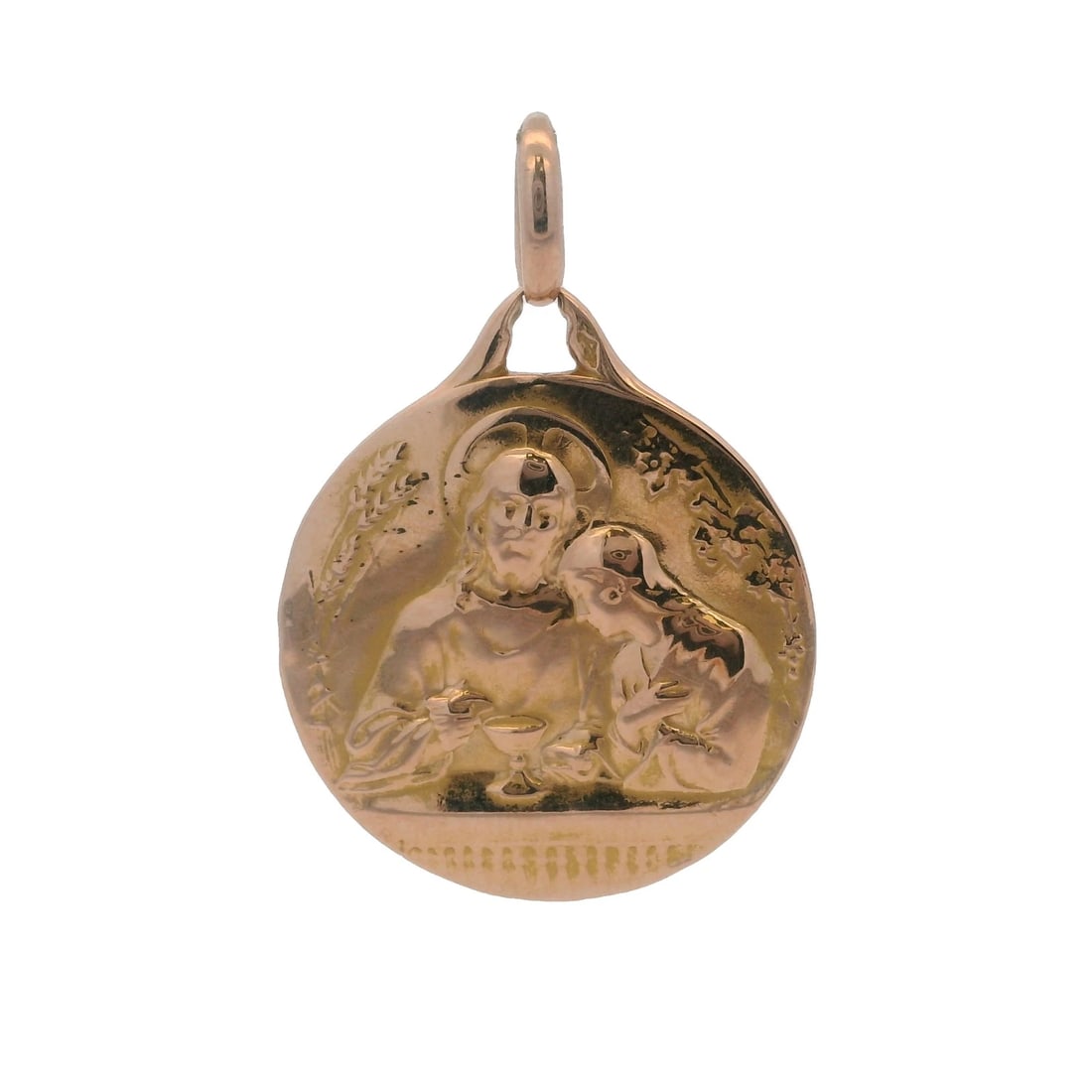 ANTIQUE 1912 FRENCH 18KT ROSE GOLD CIRCLE PENDANT (1 of 4)