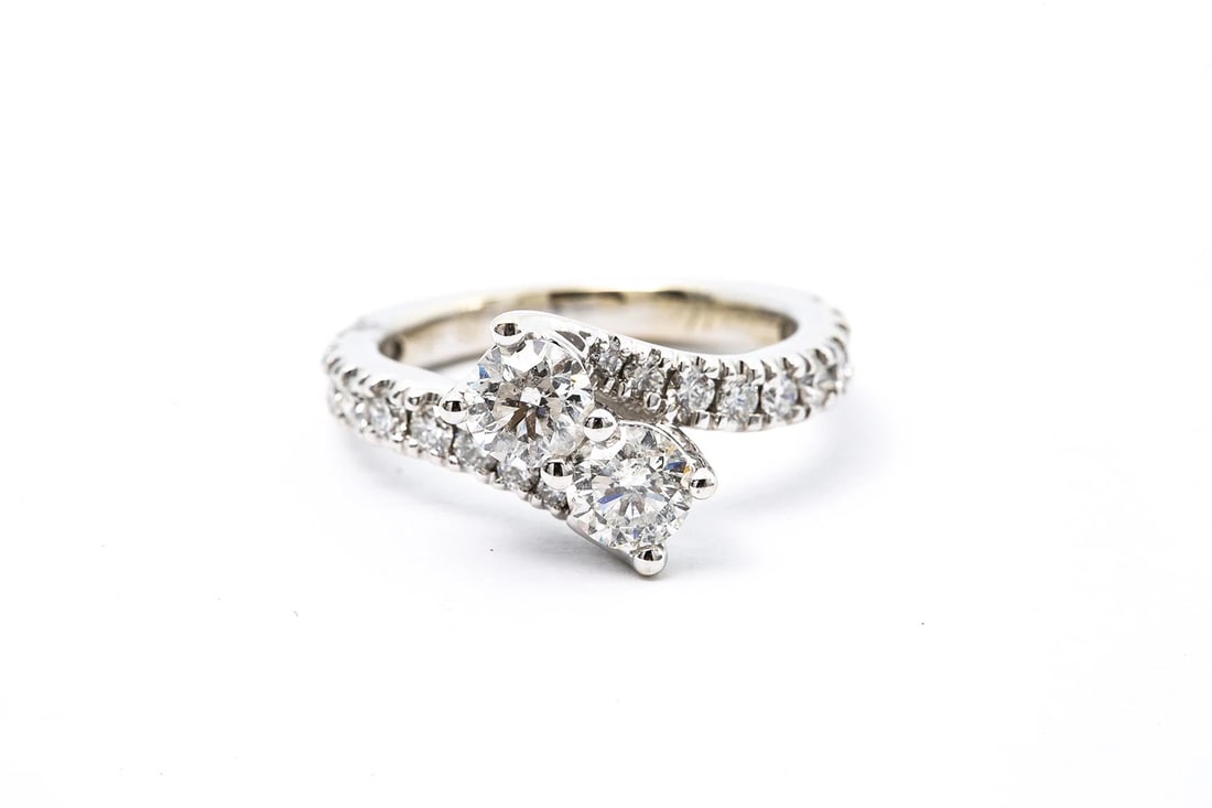 EVER US KAYS TWO STONE DIAMOND BYPASS ENGAGEMENT RING (1 of 6)